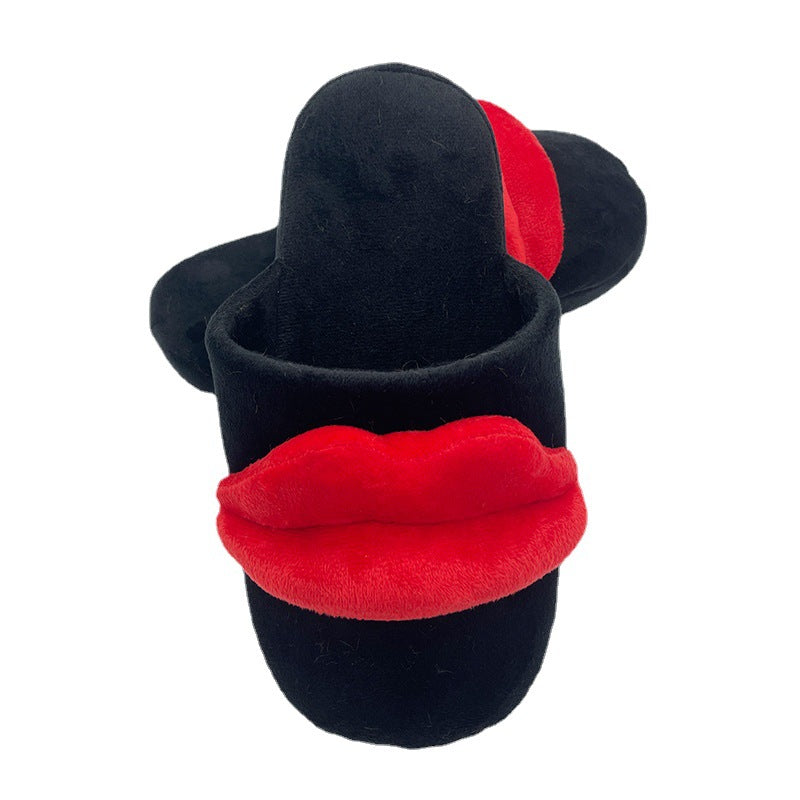 Wholesale Red Lip Plush Slippers
